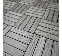 Carreaux de Sol emboîtables en Bois et Plastique, 1 pièce, for terrasse à Clipser, Motif gaufré, for Balcon extérieur(Gray)