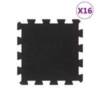 Carreaux de Sol Revêtements Garage Salle de Sport Caoutchouc 16 pcs Noir vidaXL