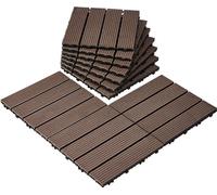 Carreaux de terrasse - 27x carreaux à clipser - Carreaux de balcon 30x30 cm - Marron foncé - Carreaux robustes pour l'extérieur - Revêtement de sol de haute qualité