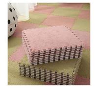 Carreaux en mousse à emboîtement tapis en peluche, Lot de 10 tapis de sol carrés en mousse pelucheuse de 9 pieds carrés, dalles de moquette douces lavables avec bordure, tapis de jeu modulaires antidé