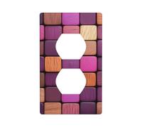 Carreaux géométriques en bois violet pour interrupteur - Plaque murale décorative pour cuisine, salle de bain - Dimensions : 7 x 11,4 cm