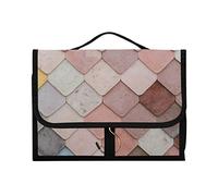 Carreaux géométriques moasiques colorés aléatoires sans couture - 1 trousse de toilette à suspendre - Organiseur de maquillage portable - Étui de rangement pour cosmétiques de voyage avec crochet