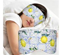 Carreaux jaune citron et bleus, Masque de sommeil pour la maison, les voyages et le travail posté, couvrant entièrement les yeux et bloquant la lumière