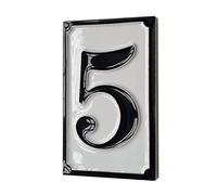 Carreaux numérotés en céramique peinte à la main de style italien noir et blanc 11 x 7 cm (numéro 5)