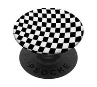 Carreaux ondulés Noirs et Blancs PopSockets PopGrip Adhésif