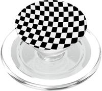 Carreaux ondulés Noirs et Blancs PopSockets PopGrip pour MagSafe