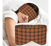 Carreaux orange et noirs d'automne, Masque de sommeil pour la maison, les voyages et le travail posté, couvrant entièrement les yeux et bloquant la lumière