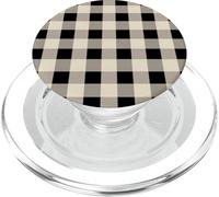 Carreaux Vichy Noir Gris et crème PopSockets PopGrip pour MagSafe