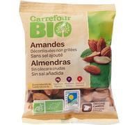 CARREFOUR BIO - Amandes Décortiquées Non Grillées Bio - Sans Sel Ajouté - le sachet de 90g - Le Lot De 4