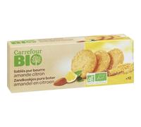 CARREFOUR BIO - Biscuits Sablés Amande Et Citron Bio, Goût Fruité Texture Fondante, 200g - Lot De 4