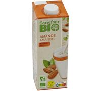 CARREFOUR BIO Boisson Végétale Amande Intense Bio - Format 1L en Brique Carton avec Bouchon Vissé - Sans Lait, Vegan et Nutri-Score A - Lot de 4