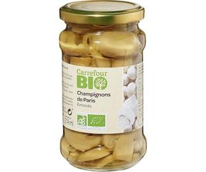 CARREFOUR BIO - Champignons de Paris Émincés Bio - le bocal de 170g net égoutté - 280g - Le Lot De 4