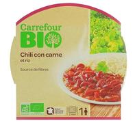 CARREFOUR BIO - Chili con Carne et Riz Bio avec Viande de Bœuf - la barquette de 300g - Le Lot De 4