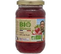 CARREFOUR BIO - Confiture Fraise Bio au Goût Fruité Intense, Texture onctueuse (Pot 310g) - lot de 3 - Vendu par Lot