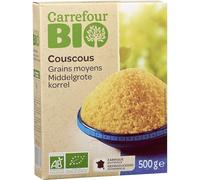 CARREFOUR BIO - Couscous Bio Grain Moyen, Saveur Authentique et Texture Fondante (Boîte 500g) - Le Lot De 4