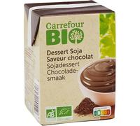 CARREFOUR BIO Crème dessert au soja saveur chocolat Bio 530g - Dessert végétal stérilisé UHT, issu de l'agriculture biologique - Lot de 4