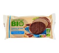 CARREFOUR BIO - Galettes de Maïs Gourmandes au Chocolat au Lait, Légèreté Croustillante (100g) - Le Lot De 4
