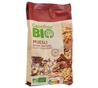 CARREFOUR BIO - Muesli Croquant Avoine Et Chocolat Bio, Petit-Déjeuner Gourmand Équilibré, 375g - Lot De 4