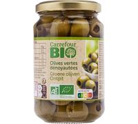 CARREFOUR BIO - Olives Vertes Dénoyautées Gourmandes, Saveur Authentique et Texture Fondante, Bocal 160g - Lot de 4