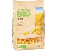 CARREFOUR BIO - Pâtes Fusilli Bio Savoureuses, Texture al dente et Saveur Authentique, Paquet 500g - Lot de 4