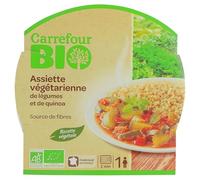 CARREFOUR BIO - Plat Cuisiné Légumes et Quinoa Bio - Recette aux Courgettes et Aubergines - la barquette de 350g - Le Lot De 4