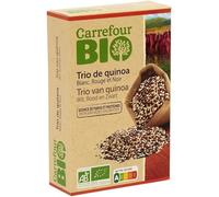 CARREFOUR BIO - Quinoa Blanc Rouge et Noir Bio - Trio de Céréales - la boite de 400g - Le Lot De 4
