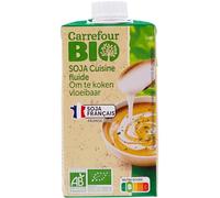 CARREFOUR BIO Soja Cuisine Fluide Bio - Jus de Soja Français 25 rique en Carton avec Bouchon Vissé - Idéal pour Cuisiner et Cuisiner Végétal - Agriculture Biologique - Lot de 4