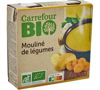 CARREFOUR BIO - Soupe Mouliné de Légumes Bio - les 2 briques de 30cL - 600g - Le Lot De 4