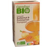CARREFOUR BIO - Soupe Velouté Butternut et Potimarron Bio - Recette à la Crème Fraîche - la brique d'1L - Le Lot De 4