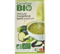 CARREFOUR BIO - Soupe Velouté Courgettes et Basilic Bio - Recette aux Légumes - la brique de 1L - Le Lot De 4