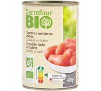 CARREFOUR BIO - Tomates Entières Pelées Bio - Avec Leur Jus - la boite de 240g net égoutté - 400g - Le Lot De 4