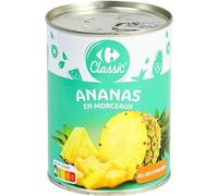 CARREFOUR CLASSIC' - Ananas en Morceaux au Jus d'Ananas - la boîte de 340 g net égoutté - 560g - Le Lot De 4