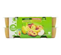 CARREFOUR CLASSIC' - Assortiment de 16 Compotes Allégées en Sucres Pommes, Pêches, Bananes - 30% de Sucres en Moins - les 16 pots de 100g - 1600g - Le Lot De 3