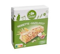 Carrefour Classic' - Barres Céréalières aux Noisettes Partagées et Hachées - Croquantes - la boite de 6 - 125g - Le Lot De 4