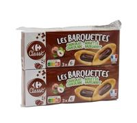 CARREFOUR CLASSIC' - Biscuits aux Œufs Nappés Chocolat Noisette - Recette au Beurre - les 2 boites de 120g - 240g - Le Lot De 4