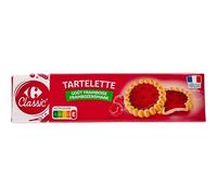 CARREFOUR CLASSIC' Biscuits Tartelettes Framboise - 150g - Emballage pratique à ouverture facile - Saveur fruitée authentique - Fabriqué en France - Lot de 4