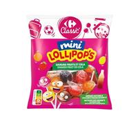 CARREFOUR CLASSIC' - Bonbons Sucette Saveurs Fruits et Cola, Plaisir Acidulé à Croquer (Sachet 180g) - lot de 4 - Vendu par Lot