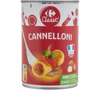 CARREFOUR CLASSIC' - Cannelloni Gourmands, Pâtes Fondantes et Sauce Savoureuse (Boîte 400g) - lot de 4 - Vendu par Lot