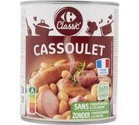 CARREFOUR CLASSIC - Cassoulet aux Haricots Blancs, Saucisses et Viande de Porc - la boite de 840g - Le Lot De 4