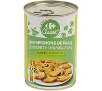 CARREFOUR CLASSIC' Champignons de Paris Émincés en Boîte Métal - 400g - Conserves de Légumes Pratiques et Naturelles - Nutri-Score A - Lot de 4