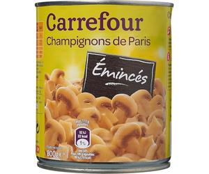 CARREFOUR CLASSIC' Champignons de Paris Émincés en Boîte Métal - 460 g - Conserves de Légumes Authentiques et Pratiques - Lot de 4