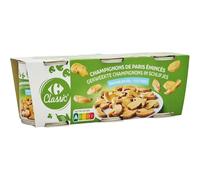 CARREFOUR CLASSIC' Champignons de Paris Émincés Pauvre en Sel - Lot de 3 boîtes de 115 g chacune - Conserves de légumes sans sel ajouté - Nutri-Score A - Lot de 3