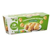 CARREFOUR CLASSIC' Champignons de Paris Entiers 1er Choix 3x115g Lot de Conserves de Légumes pour Cuisine Traditionnelle - Lot de 3