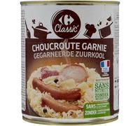 CARREFOUR CLASSIC' - Choucroute Garnie sans Nitrite - Source de Fibres et de Protéines - la boîte de 800g - Le Lot De 4
