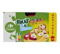 CARREFOUR CLASSIC - Compote Assortiment Sans Sucres Ajoutés - Purées de Fruits - les 20 gourdes de 90g - 1800g - Le Lot De 3