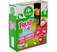 CARREFOUR CLASSIC' - Compote Framboise Sans Sucres Ajoutés, Saveur Intense et Fruitée (4x90g) - Le Lot De 4
