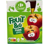 CARREFOUR CLASSIC’ - Compote Pomme Légère en Sucres, Saveur Fruité Naturelle (4x90g) - lot de 6 - Vendu par Lot