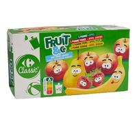 CARREFOUR CLASSIC - Compotes Assortiment Pomme, Pomme Fraise, Pomme Poire, Pomme Banane Sans Sucres Ajoutés - les 12 gourdes de 90g - 1080g - Le Lot De 3
