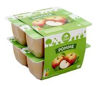 CARREFOUR CLASSIC' - Compotes de Pommes Allégées en Sucres - 30% de Sucres en Moins - les 8 pots de 100g - 800g - Le Lot De 4