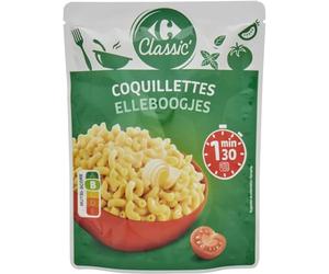 CARREFOUR CLASSIC - Coquillettes Micro-Ondables - Prêtes en 1 min 30 - Idéal Bureau, Pique-Nique et Repas Express - Micro-Ondable - le sachet de 200g - Le Lot De 4